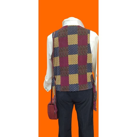 1980's-90's Gina Peters Sport Patchwork Paisley Vest - Picture 7 of 14